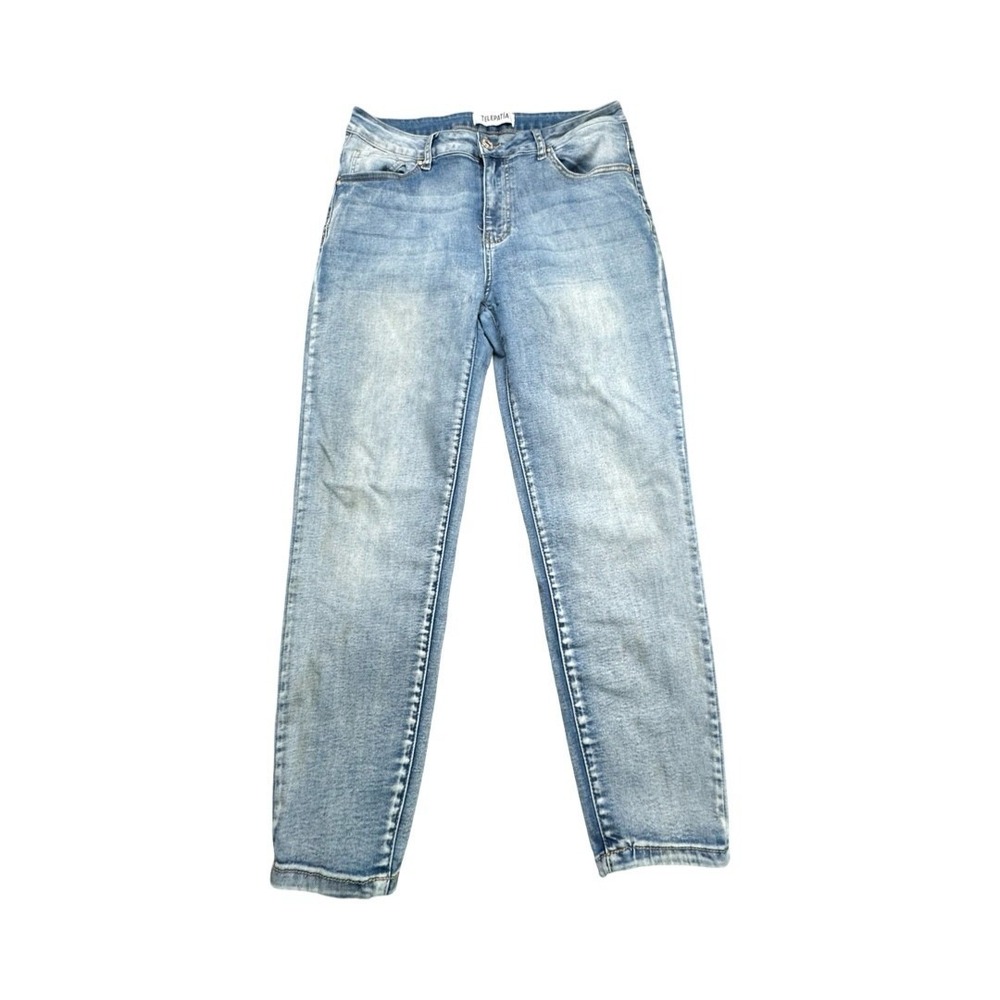 Telepatia Jeans Womens 13/31 Blue Light Wash Tapered Leg Stretch Denim Casual